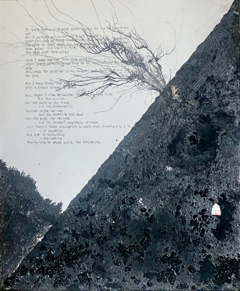 "What's going on here then?" 
Endemic charcoal and ash, graphite and ink on canvas, 61 x 50.5 cm., 2025